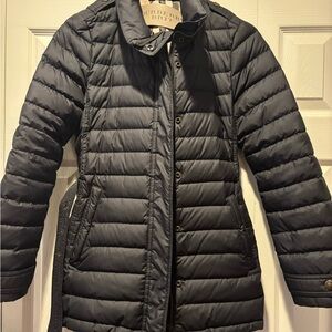 Burberry Black Puffer Jacket with Gold Button